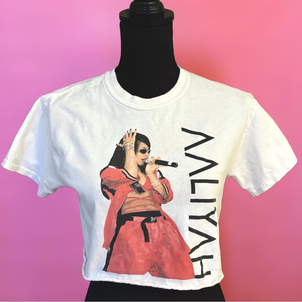 FRCHS Los Angeles x Aaliyah R&B Singer Cotton Short Sleeve Crop Top - Small